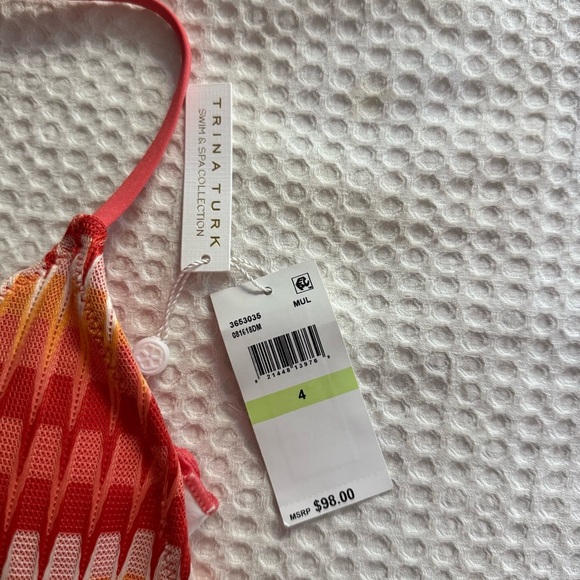 Trina Turk Orange and Yellow Patterned Bikini Top - Picture 4 of 5